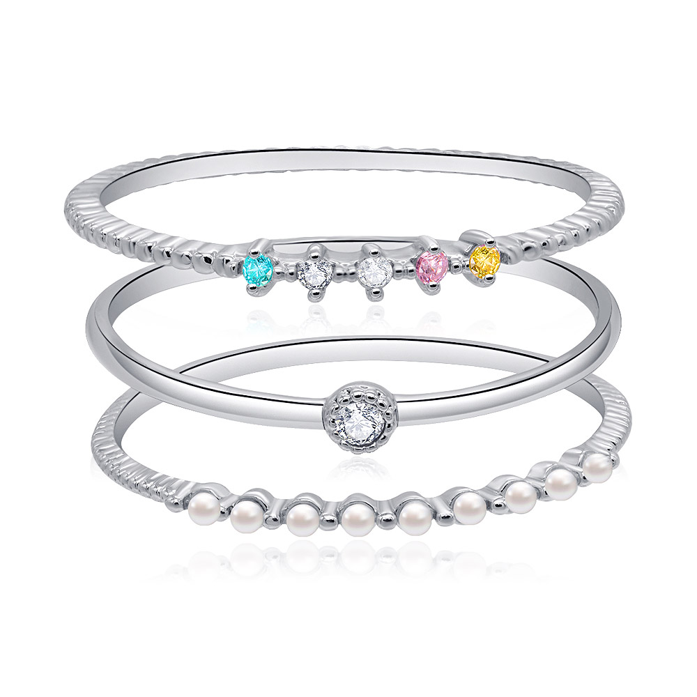 Ultra-Thin Stackable 3 PCS Band Ring Set